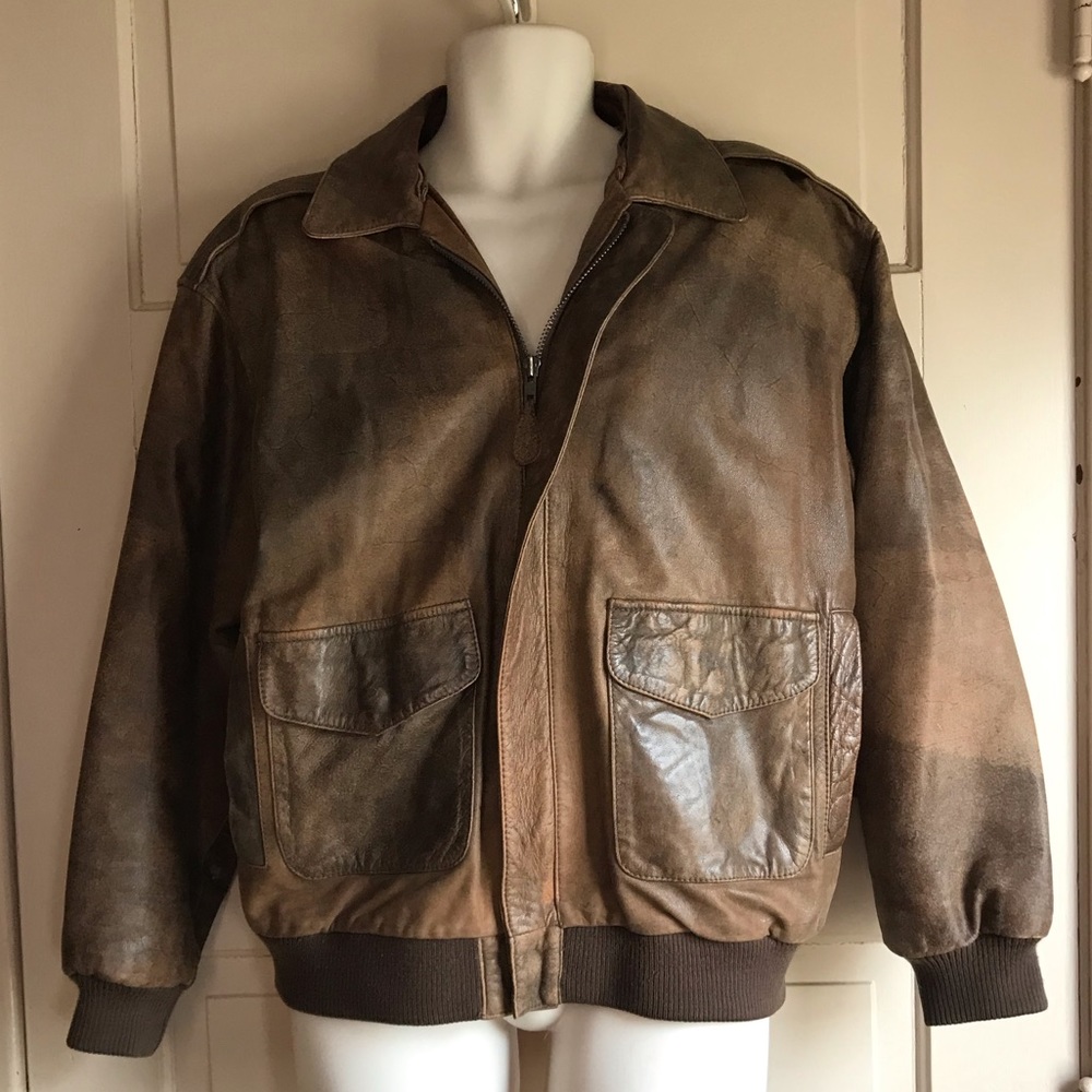Men’s Vintage Leather Style Bomber Jacket
